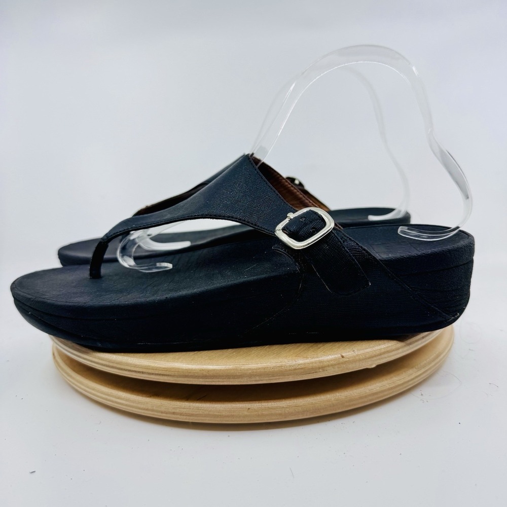 FitFlop The Skinny Toe Post Sandals Black Women's US 9 EU 41 Comfort